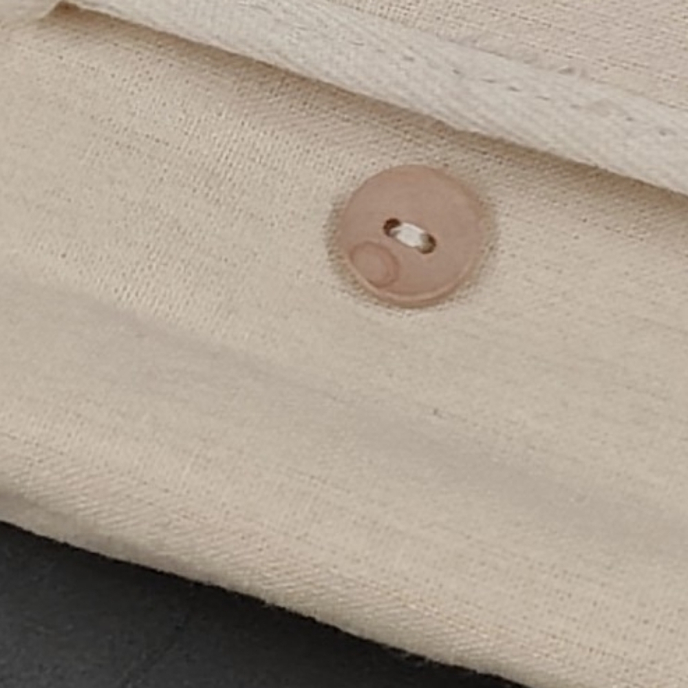 FREE w/ Purchase Beige Canvas Hanging Travel Cosmetic Bag w/ Wood Button Closure - Picture 7 of 9